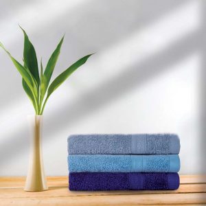 Kawach Bamboo Face Towel, Super Absorbent Soft & Antimicrobial, 600 GSM, Size 30 cm x 30 cm, Pack of 3 (Blue, Pale Blue, Violet)