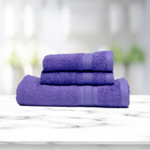 Kawach Premium Bamboo Towel Set-1 Hand (Size 40 x60cm) +2 Face (Size 30 x30cm) ,Violet