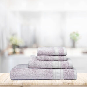 Kawach Bamboo Bath Towel Set , Super Absorbent & Soft, Antibacterial, 600 GSM, 1 Bath (Size 75 x150cm)+1 Hand (Size 40 x60cm) +2 Face (Size 30 x30cm) , Lilac